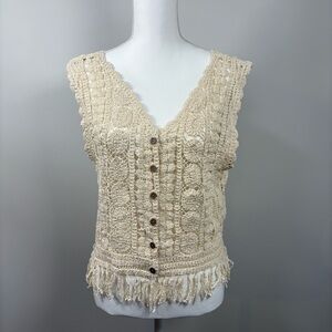 Cream Crochet Sleeveless Top